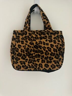 Leopard Print Faux Fur Small Purse - Brown/Black